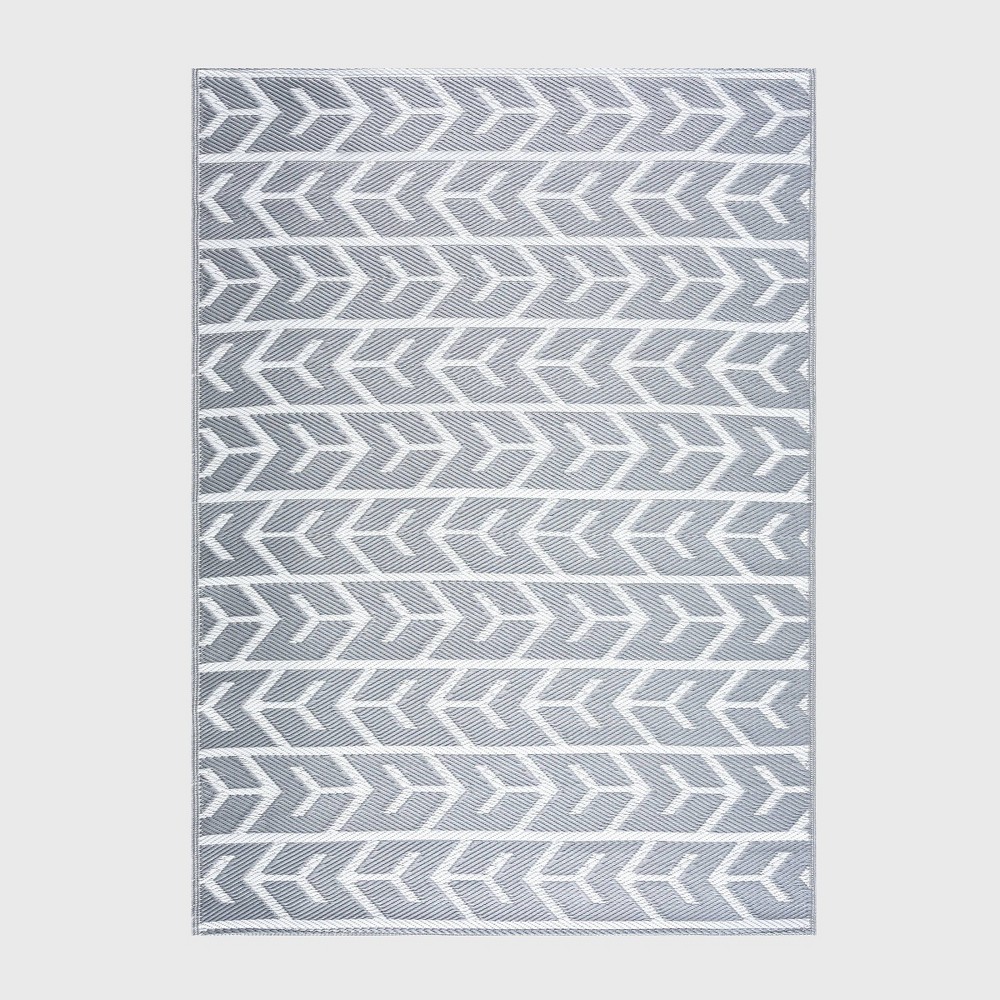 Photos - Area Rug Playa Rug 5'x7' Amsterdam Recycled Plastic Indoor Outdoor Floor Mat Gray and White: Woven Polypropylene, UV & Water Resistan