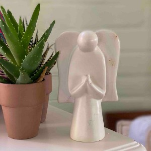 Slickblue Artisan Soapstone Angel – Hand-Carved 5-Inch Sculpture, Peaceful Decor in 4 Color Options - 1 of 4
