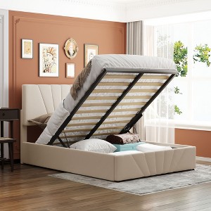 Full Size Upholstered Platform Bed with a Hydraulic Storage System - 1 of 4