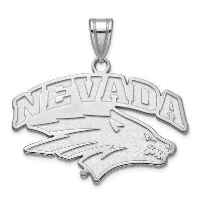 Black Bow Jewelry 14k White Gold Nevada Wolf Pack NCAA Large Pendant