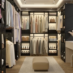 Aheaplus 58"Closet System with 3 Hanging Rods, Shelves, 2 Drawers and Shoe Rack - 1 of 4