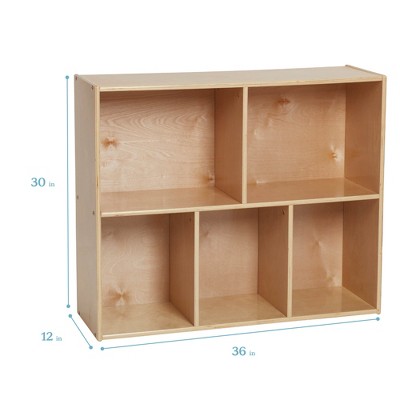 Natural Birch Lacquered 5-Compartment Storage Bookcase