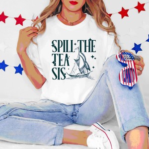 Simply Sage Market Spill The Tea Sis Boat Garment Dyed Tee - 1 of 4