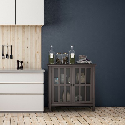 Elegant Modern Brown MDF and Glass Sideboard Storage Cabinet