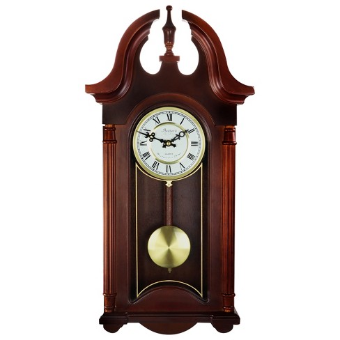 Bedford Clock 26" Antique Mahogany Cherry Oak Grandfather Chiming Wall Clock 
