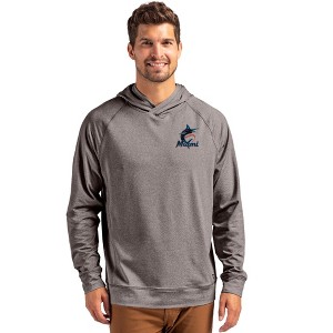 Miami Marlins Cutter & Buck Adapt Knit Recycled Mens Heathered Hooded Pullover - 1 of 1