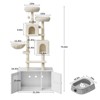 75.6 Inch Hidden Litter Box Enclosure with Cat Tree ＆ 2 Condo, Modern 2 in 1 Cat Tree Tower - 2 of 4