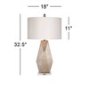 Possini Euro Design 32 1/2" Tall Geometric Mid Century Modern Glam End Table Lamps Set of 2 Champagne Gold Living Room Bedroom Off-White Shade - 4 of 4