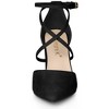 Allegra K Women's Pointed Toe Buckle Cross Strap Chunky Heels Pumps - 3 of 4