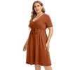 Coolmee Women's Summer Midi Dress V Neck Short Sleeve A Line Flowy Casual Beach Sundress - 3 of 4