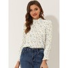 Allegra K Women's Smocked Cuffs Puff Sleeve Ruffled Neck Vintage Polka Dots Blouses - 2 of 4