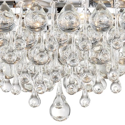 Calypso 20" Polished Chrome 6-Light Flush Mount with Clear Crystal Drops