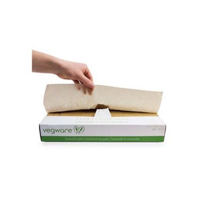 Vegware Compostable Kraft Deli Paper 15" x 11" Soy Waxed Paper - Box of 500