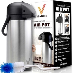 Vondior Airpot Coffee Dispenser with Pump - Insulated Stainless Steel Thermal Beverage Dispenser - 1 of 4