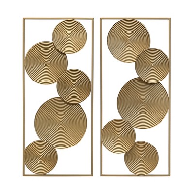 HomeRoots Set of Two Gold Metal Modern Abstract Geometric Wall Decor