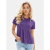 EXLURA Womens Summer Cute Crop Tops Short Sleeve Pleated T-shirts Crewneck Blouse - 2 of 4