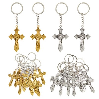 Juvale 24 Pack Christian Cross Keychains, Religious Key Holders For First  Communion, Easter, Baptism, Funeral Favors For Guests, Silver, Gold, 3.6 In  : Target