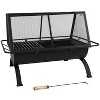 Sunnydaze Outdoor Camping or Backyard Rectangular Northland Fire Pit with Cooking Grill Grate, Spark Screen, Log Poker, and Fire Pit Cover - 36" - 2 of 4