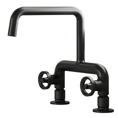 Double Handle 2-Holes Deck Mount Modern Standard Kitchen Faucet With 360 ° Swivel Spout