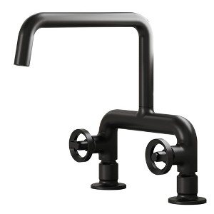 Double Handle 2-Holes Deck Mount Modern Standard Kitchen Faucet With 360 ° Swivel Spout - 1 of 4