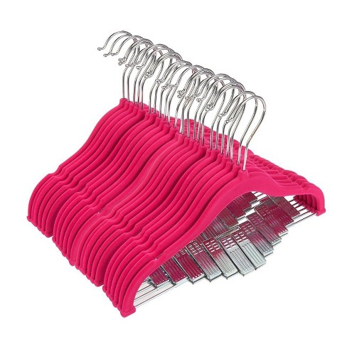 Pink Sweelov Pack of 20 Plastic Nursery Baby Hangers with Trouser/Skirt Bar,Tubular Hangers for Baby & Toddler Clothes 