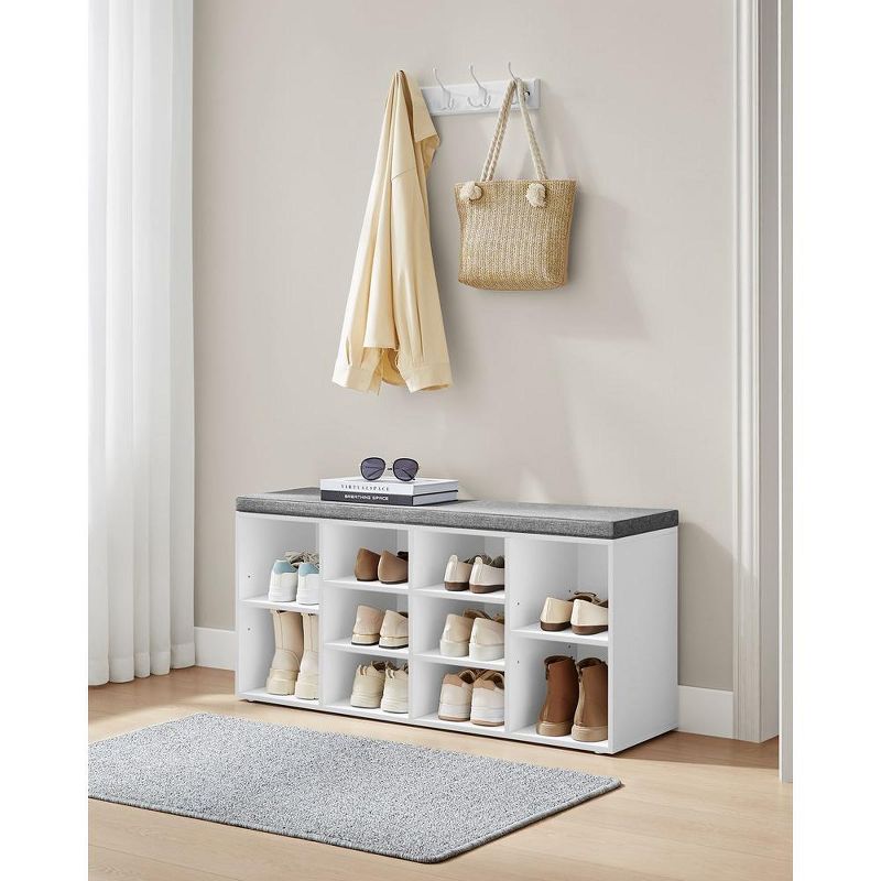 VASAGLE Shoe Storage Bench Shoes Organize with 10 Cushion and Cushion Seat, 2 of 7