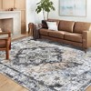 Washable Boho Area Rugs for Living Room Bedroom Vintage Persian Medallion Rug Non Slip Low Pile Carpet, 9'x12' Light Orange - 2 of 4