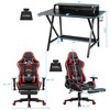 Costway Gaming Desk&Massage Gaming Chair Set w/ Footrest Monitor Shelf Power Strip Red - 2 of 4