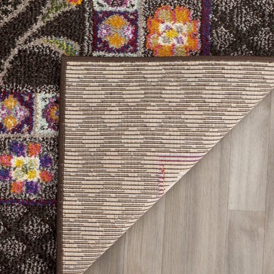 Large Rectangular Red and Brown Boho-Chic Synthetic Area Rug