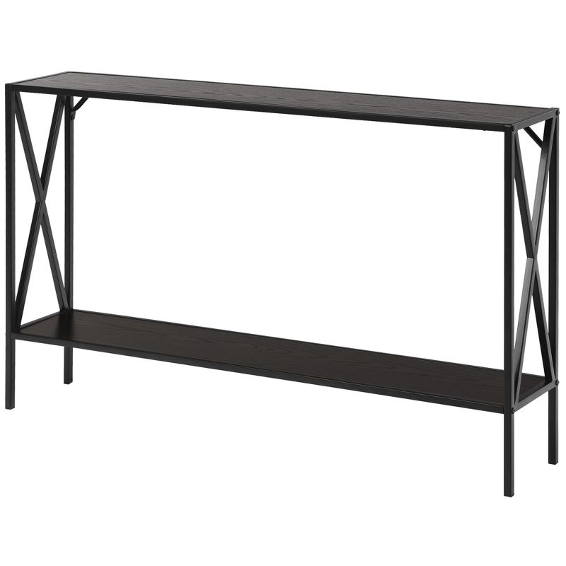 Costway Console Table 2 Tier Sofa Side Accent Table w/ Shelf Entryway Hallway Brown, 4 of 10
