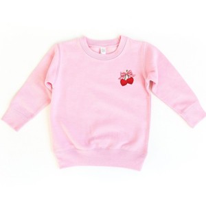 Cherry Hearts Pink Bow Patchwork Print - Toddler Graphic Sweatshirt - 1 of 4