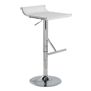 Adjustable Contemporary Swivel Bar Stool with Chrome Base and Footrest for Home Bar or Kitchen - 1 of 4