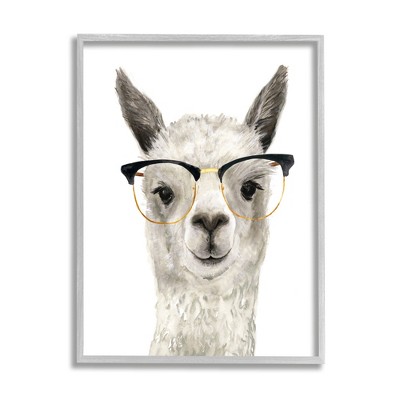 Stupell Industries Farm Animal Llama In Glasses Framed Giclee Art