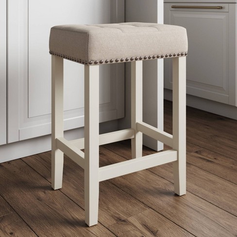 Padded Seat Backless Upholstered Bar Stool 