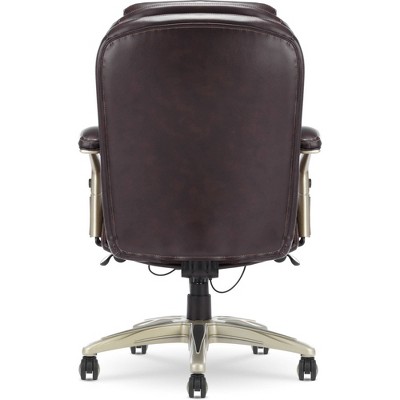 Chestnut Brown Bonded Leather Ergonomic Executive Chair with Adjustable Arms