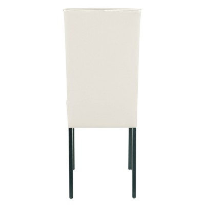 Ivory Faux Leather Upholstered Parsons Side Chair with Wood Legs