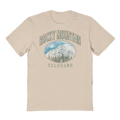 Rerun Island Men's Rocky Mountains Colorado Short Sleeve Graphic Cotton T-shirt