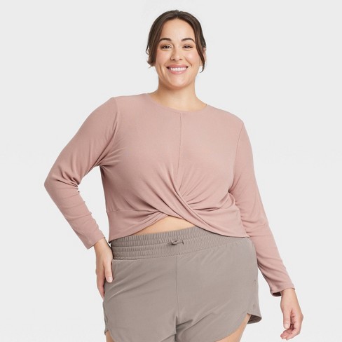 Women's Twist-front Long Sleeve Top - All In Motion™ Light Pink 4x : Target