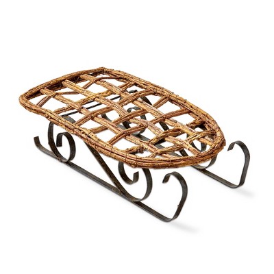 TAG Vine Sleigh Holiday Decor - Natural Wood Decorative Sculpture for Christmas - 16" L x 7.5" W x 4" H