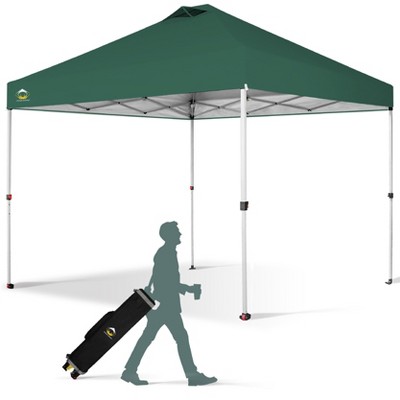 CROWN SHADES 10x10 Pop Up Canopy - Beach Tent with One Push Setup - Easy Outdoor Sun Shade for Events, Parties, Camping - Gazebo with STO-N-Go Cover Bag, Silver Coated Top