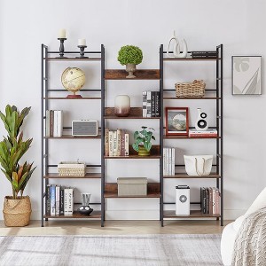 Triple Column 5 Tier Bookshelf, Freestanding Tall Display Shelves, Modern Bookshelves for Bedroom, Living Room and Home Office - 1 of 4