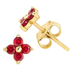 Jewelry Avalanche Womens 14K Gold 0.24ctw Ruby 4-Stone Stud Earrings - 1 of 4