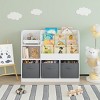 Kids Bookshelf,Book Rack with 3 Collapsible Fabric Storage Bins,Book Display Rack and Toy Storage Organizer for Bedroom Nursery-Baofuwish - 3 of 4