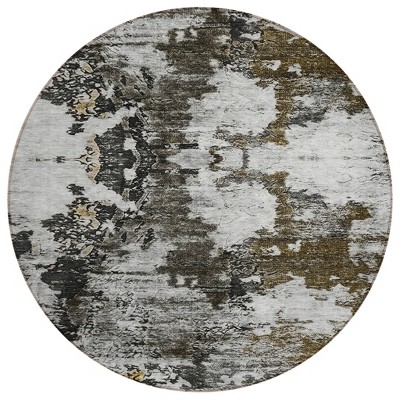 Taupe Brown And Gold Abstract Washable Indoor Outdoor Area Rug