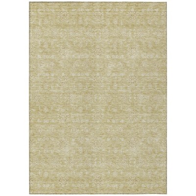 Beige Tan And Ivory Floral Washable Indoor Outdoor Area Rug