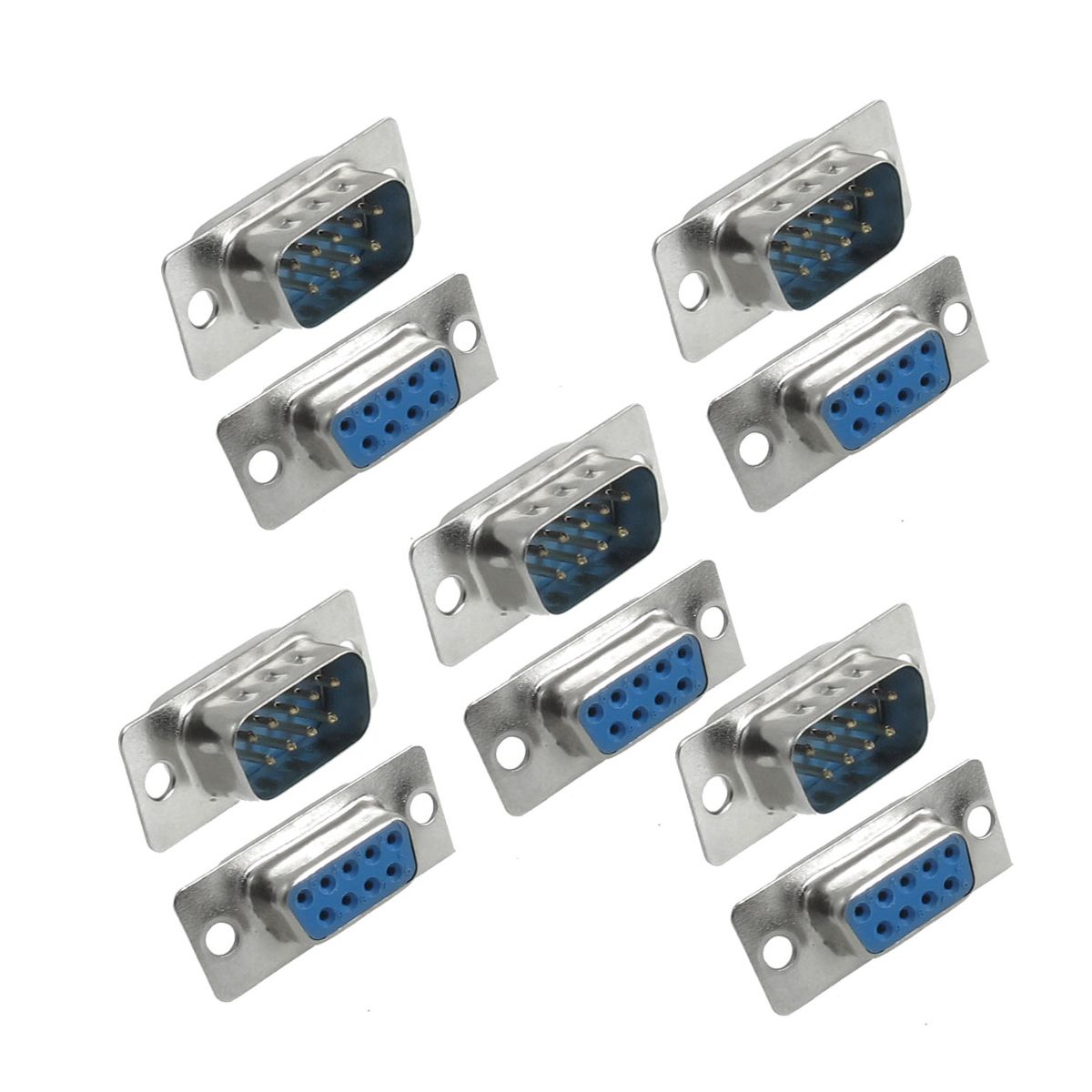 Unique Bargains Metal Solder Type DB 9 Pin Female to Male Serial Cable Adapter Pack of 10