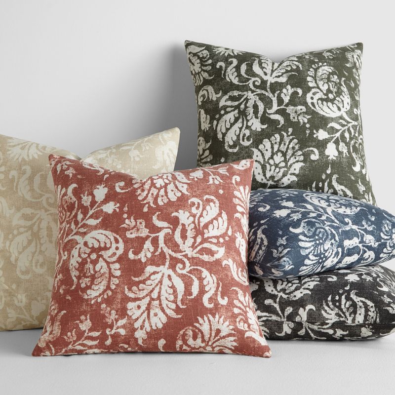 Distressed Floral Pattern Gray Cotton Throw Pillow Cover With Pillow Insert Set - Becky Cameron, 3 of 15