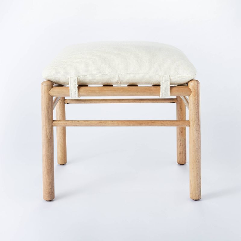 Emery Wood and Upholstered Ottoman with Straps Cream - Threshold&#8482; designed with Studio McGee, 4 of 8