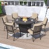 ALAULM 7 Piece Metal Outdoor Patio Furniture Set with 48" Round Fire Pit Table - 3 of 4