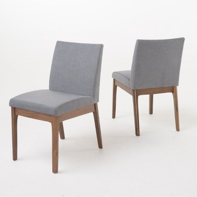 Stylish Dining Chairs Set of 2, Upholstered Dining Chair with Sturdy Solid Wood Legs, Gray-Christopher Knight Home